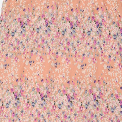 Boohoo Womens Pink Floral Polyester A-Line Size 10 V-Neck Pullover