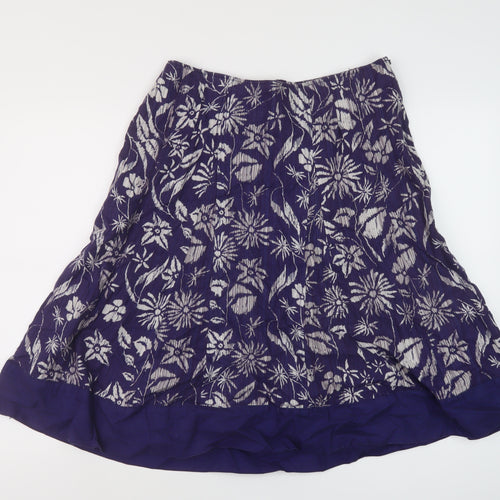 Maine Womens Blue Geometric Linen A-Line Skirt Size 12 Zip