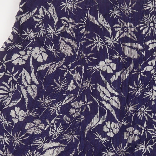 Maine Womens Blue Geometric Linen A-Line Skirt Size 12 Zip