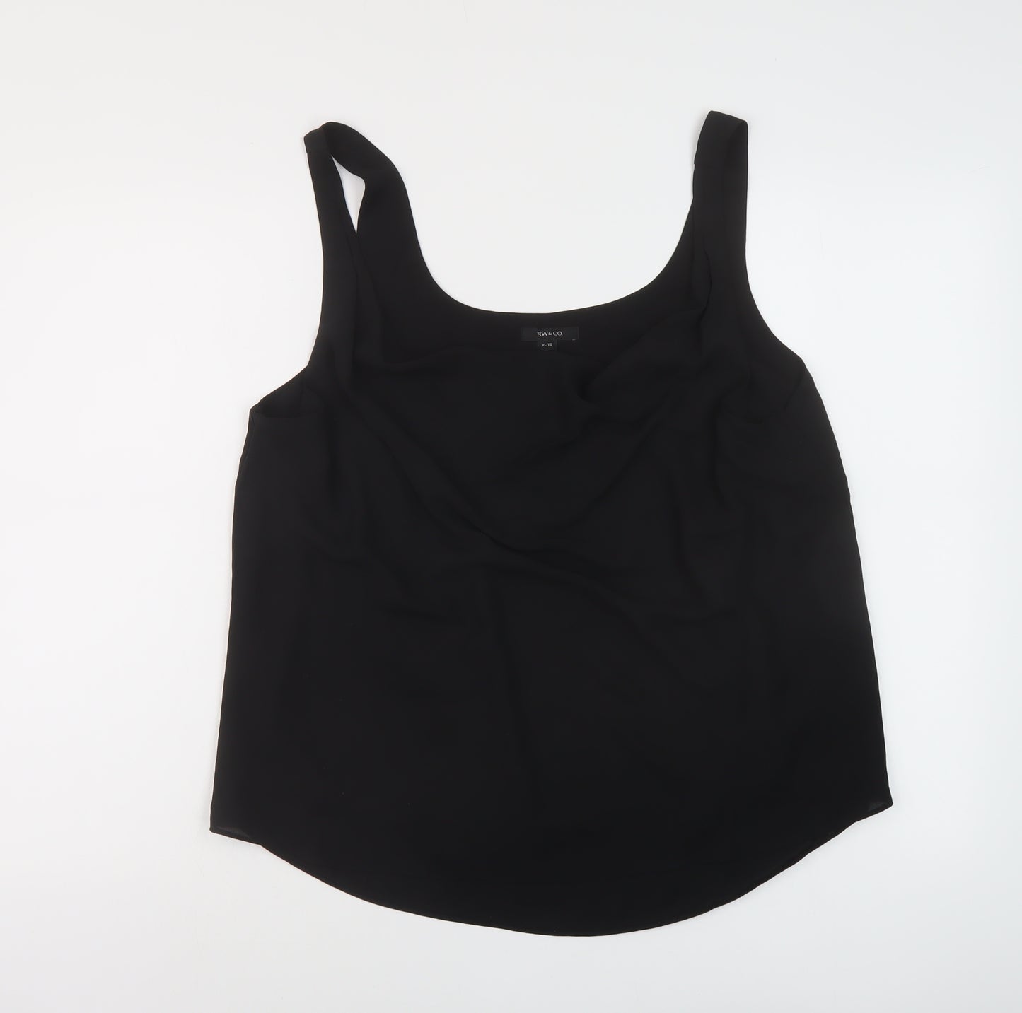 RW&CO. Womens Black Polyester Basic T-Shirt Size XL Cowl Neck