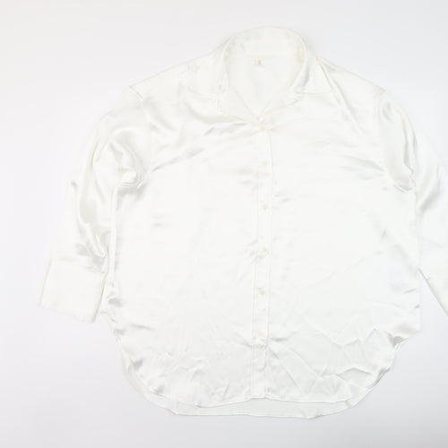 H&M Womens White Polyester Basic Blouse Size M Collared