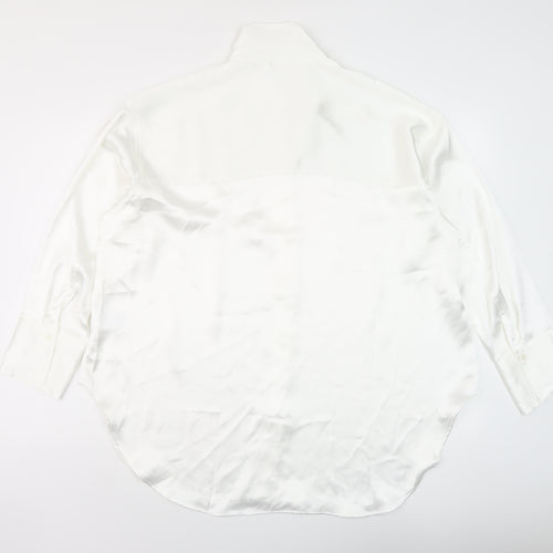 H&M Womens White Polyester Basic Blouse Size M Collared