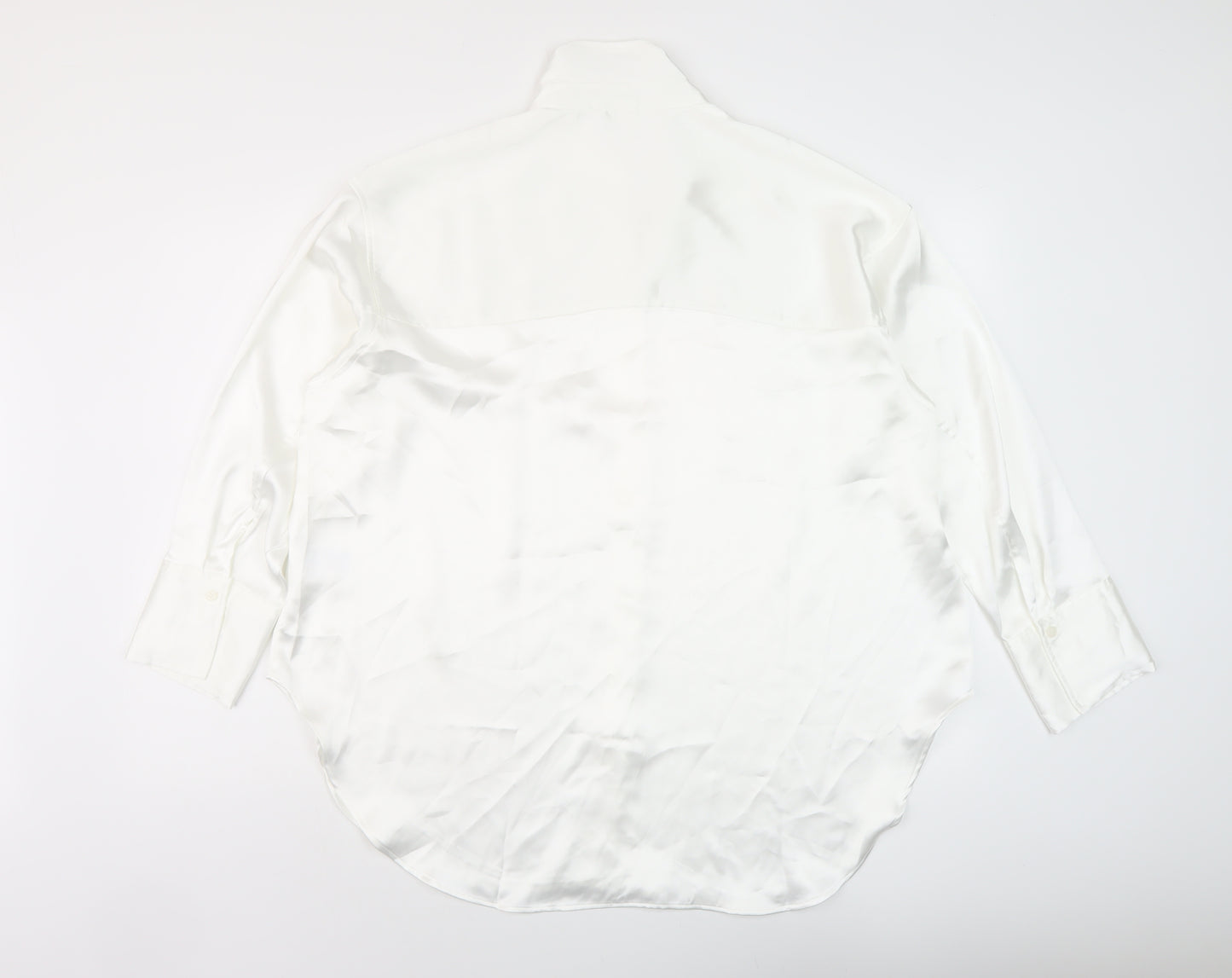 H&M Womens White Polyester Basic Blouse Size M Collared