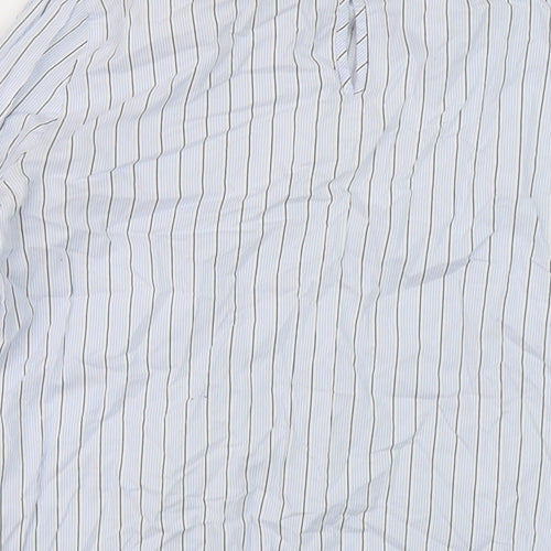 Oasis Womens Blue Striped Cotton Basic Blouse Size 10 Round Neck