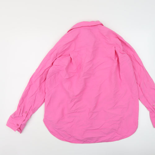 Zara Womens Pink Cotton Basic Blouse Size XS Collared