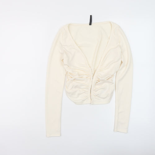 AsYou Womens Ivory Polyester Basic Blouse Size 8 V-Neck
