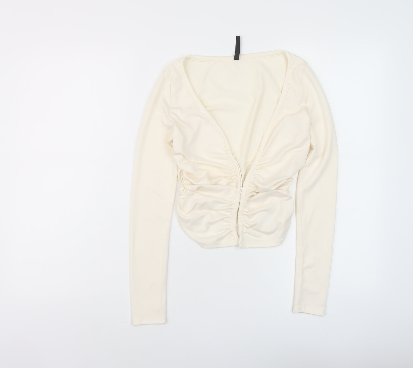 AsYou Womens Ivory Polyester Basic Blouse Size 8 V-Neck