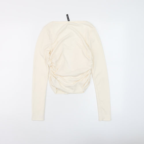 AsYou Womens Ivory Polyester Basic Blouse Size 8 V-Neck