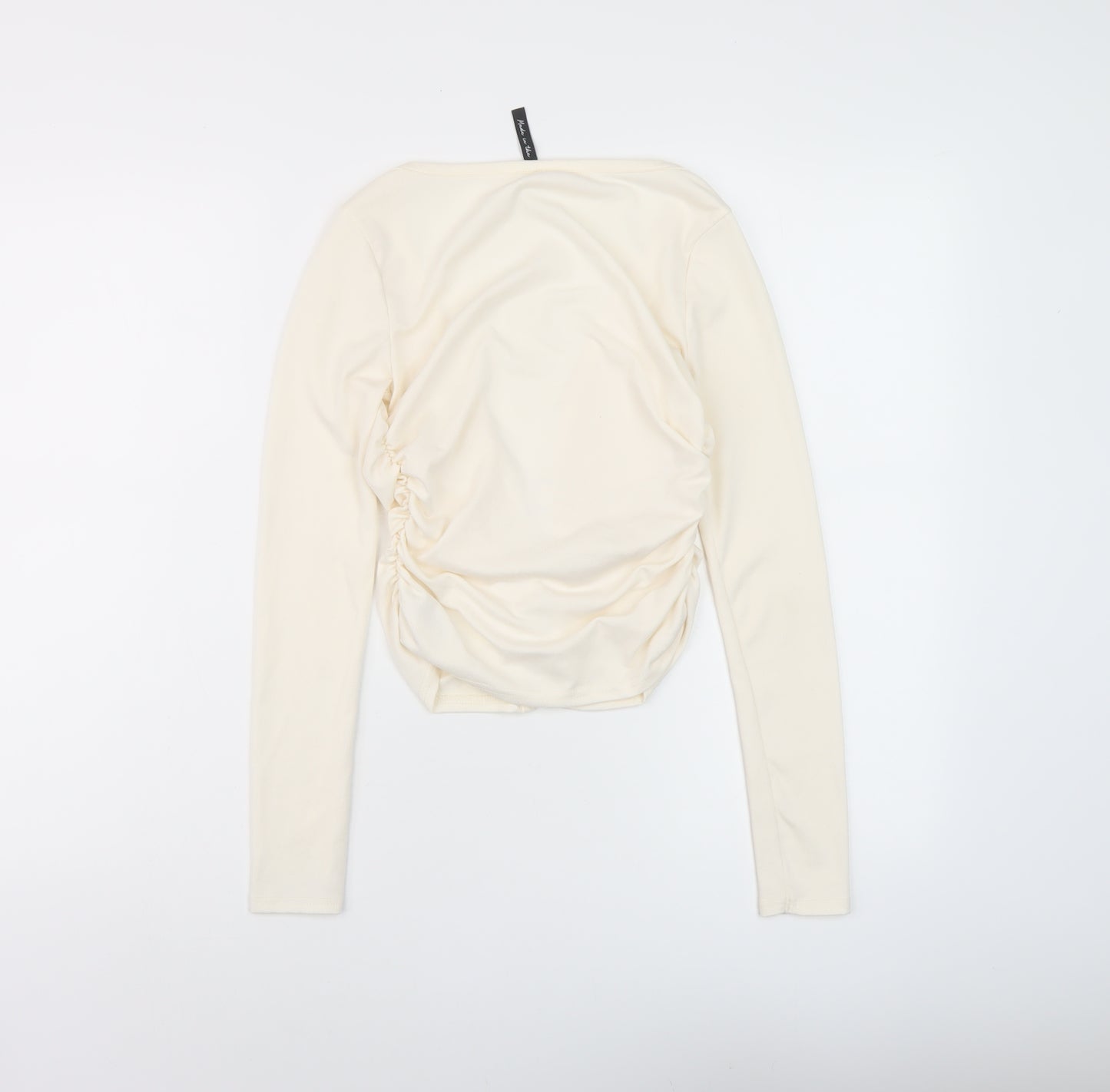 AsYou Womens Ivory Polyester Basic Blouse Size 8 V-Neck