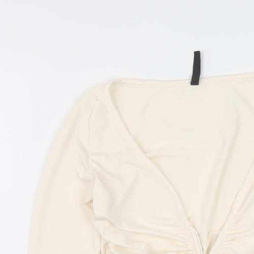 AsYou Womens Ivory Polyester Basic Blouse Size 8 V-Neck