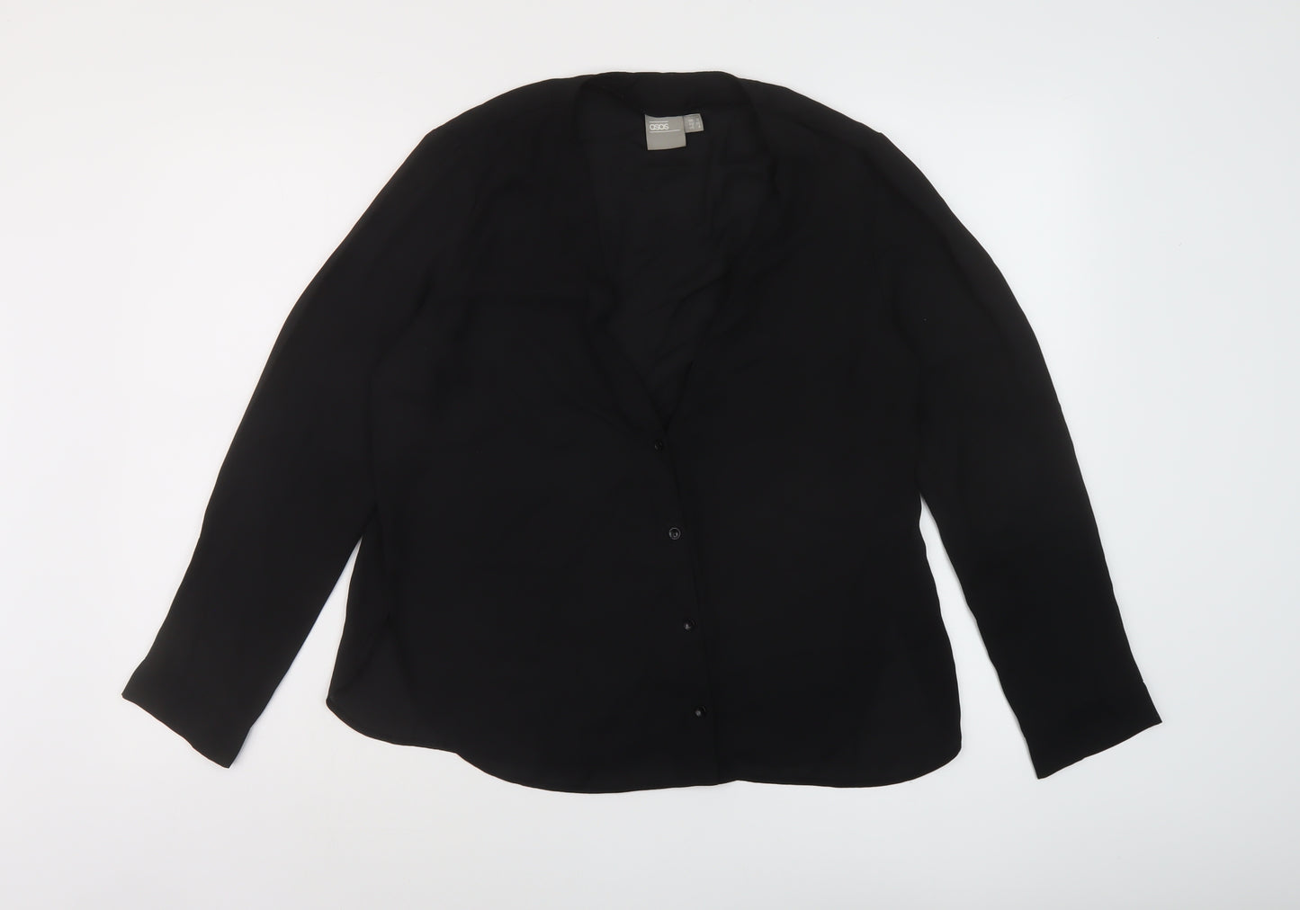 ASOS Womens Black Polyester Basic Blouse Size 12 V-Neck