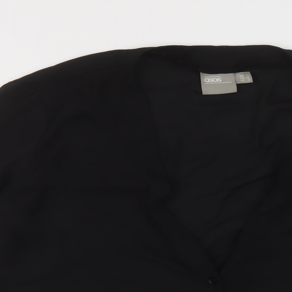 ASOS Womens Black Polyester Basic Blouse Size 12 V-Neck