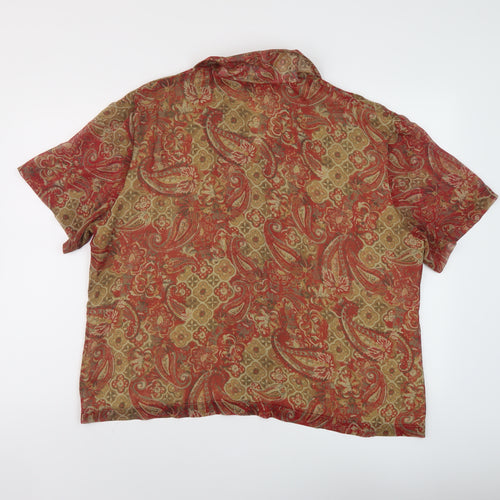 Orvis Womens Red Geometric Polyester Basic Blouse Size 20 Collared