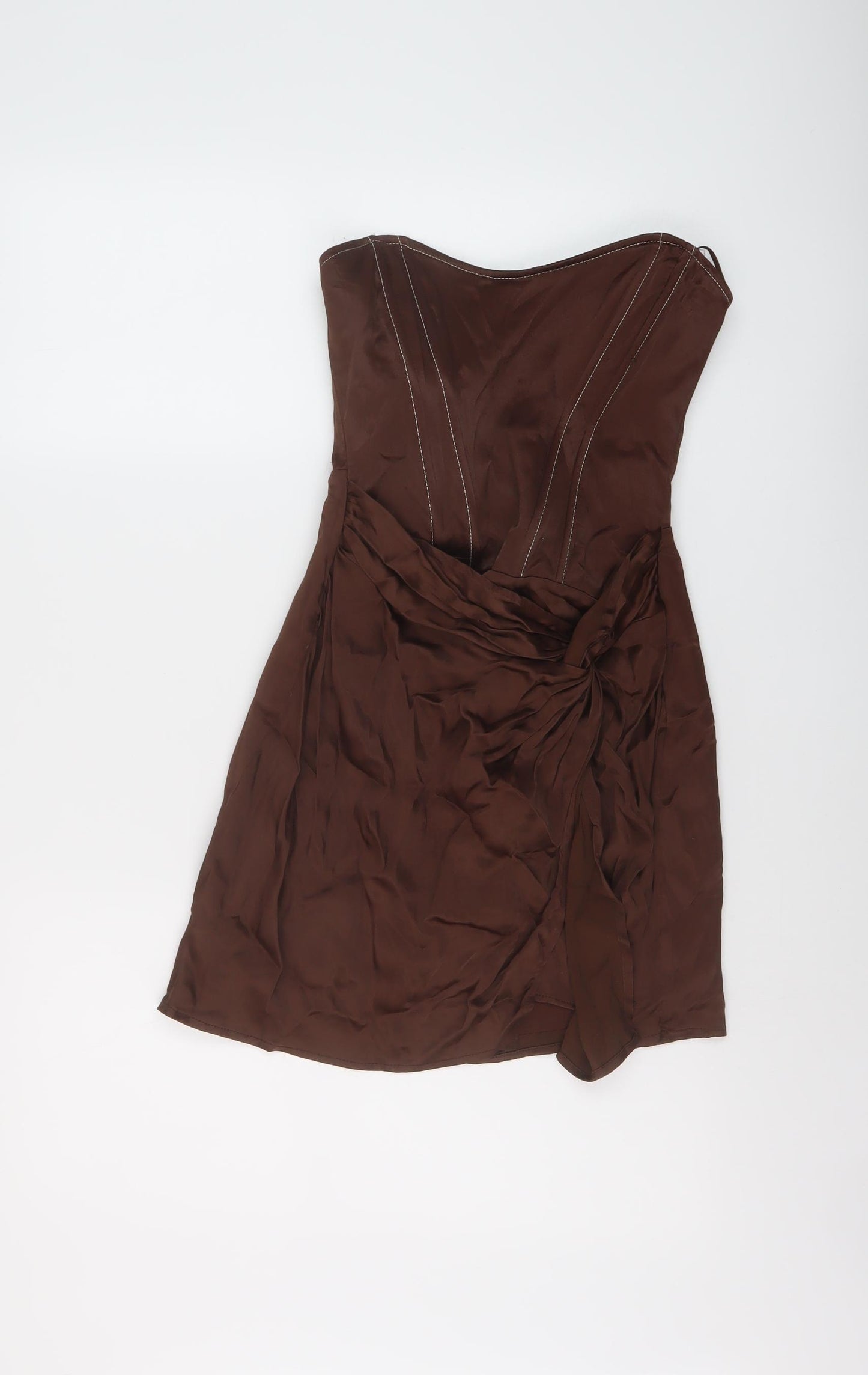 Zara Womens Brown Polyester Mini Size S Sweetheart Zip