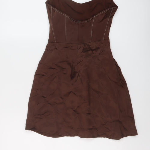 Zara Womens Brown Polyester Mini Size S Sweetheart Zip