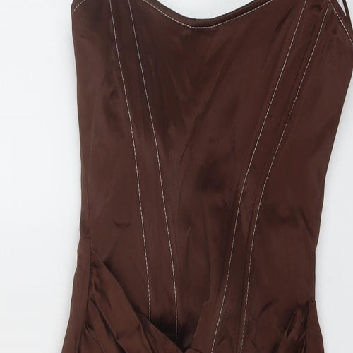 Zara Womens Brown Polyester Mini Size S Sweetheart Zip