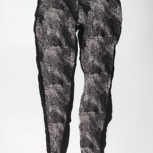 Mama-licious Womens Black Geometric Viscose Trousers Size S L27 in Regular Zip