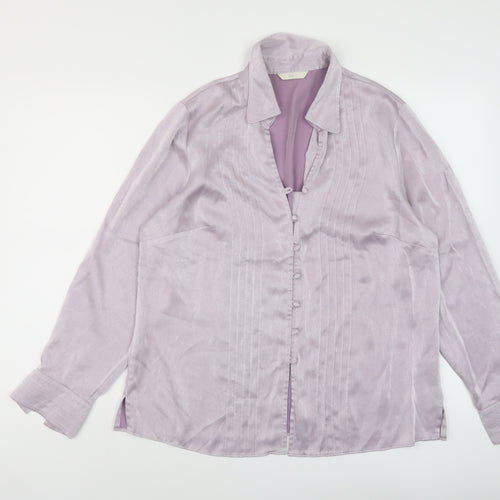Marks and Spencer Womens Purple Polyester Basic Blouse Size 16 V-Neck