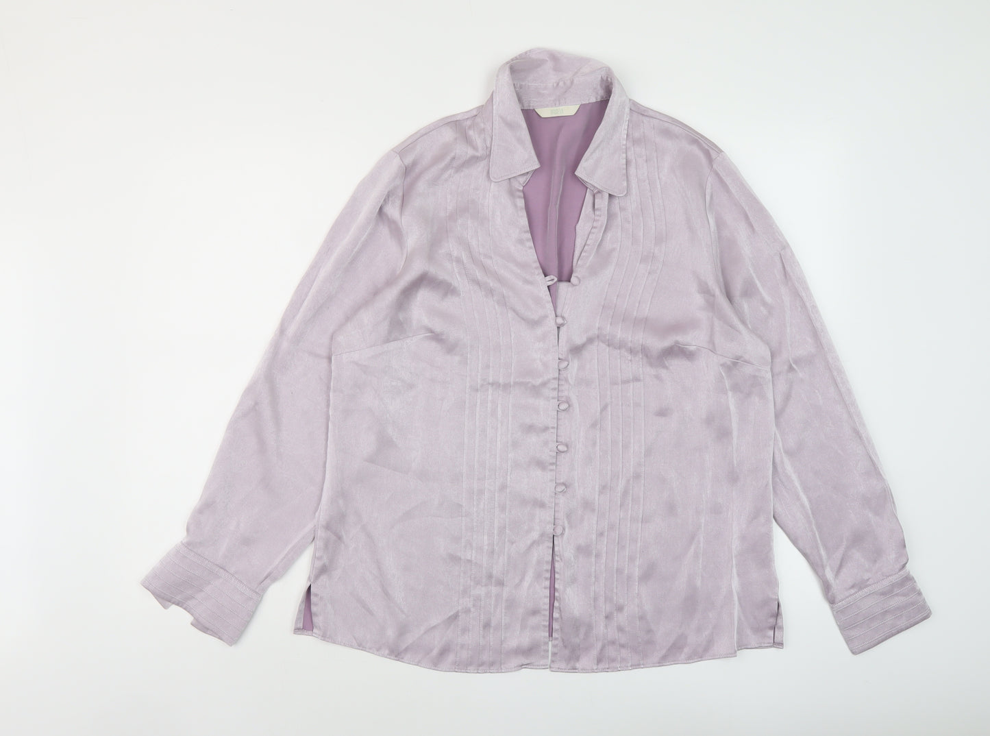 Marks and Spencer Womens Purple Polyester Basic Blouse Size 16 V-Neck