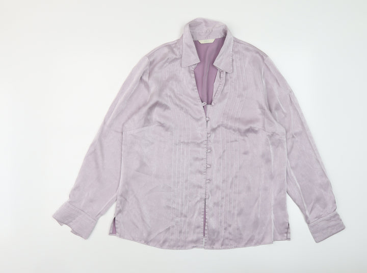 Marks and Spencer Womens Purple Polyester Basic Blouse Size 16 V-Neck