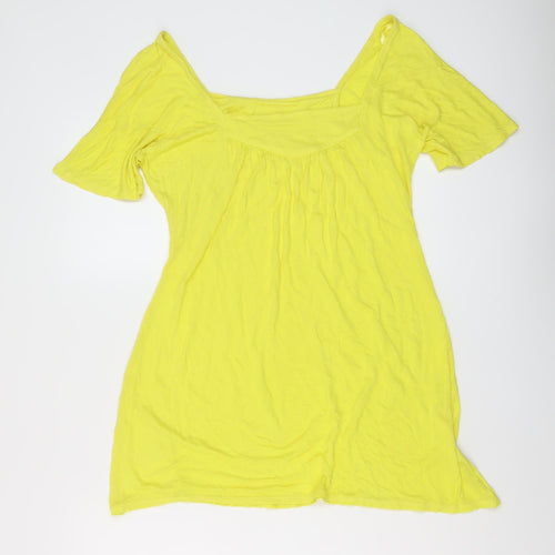 Monsoon Womens Yellow Viscose Basic T-Shirt Size 10 Square Neck