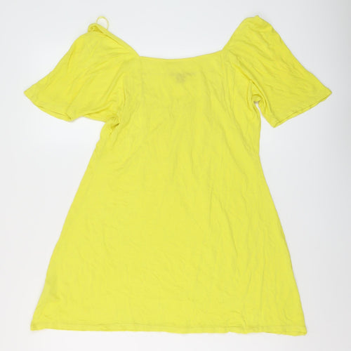 Monsoon Womens Yellow Viscose Basic T-Shirt Size 10 Square Neck