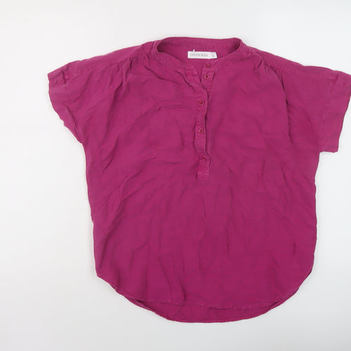 Celtic & Co Womens Purple Lyocell Basic Blouse Size 8 V-Neck