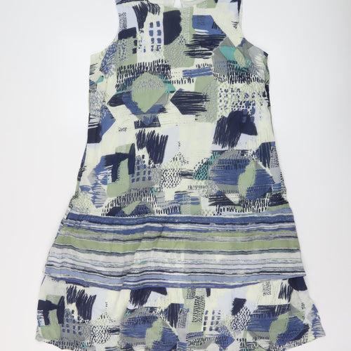 Nomads Womens Multicoloured Geometric Cotton A-Line Size 12 Round Neck Button
