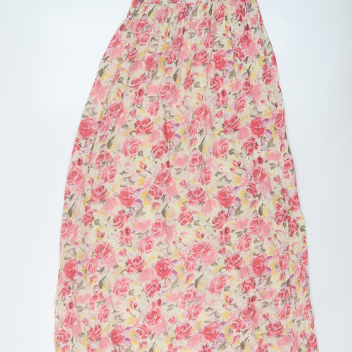 New Look Womens Multicoloured Floral Viscose A-Line Size 10 Square Neck Pullover