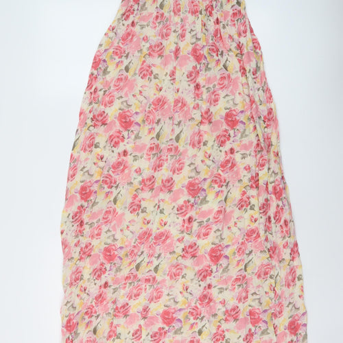 New Look Womens Multicoloured Floral Viscose A-Line Size 10 Square Neck Pullover