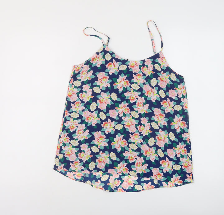 Oasis Womens Multicoloured Floral Polyester Basic Tank Size 8 Round Neck