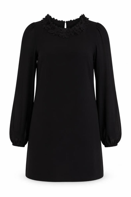 Front view of Osis women’s black polyester a-line, size UK 10, round neck zip
