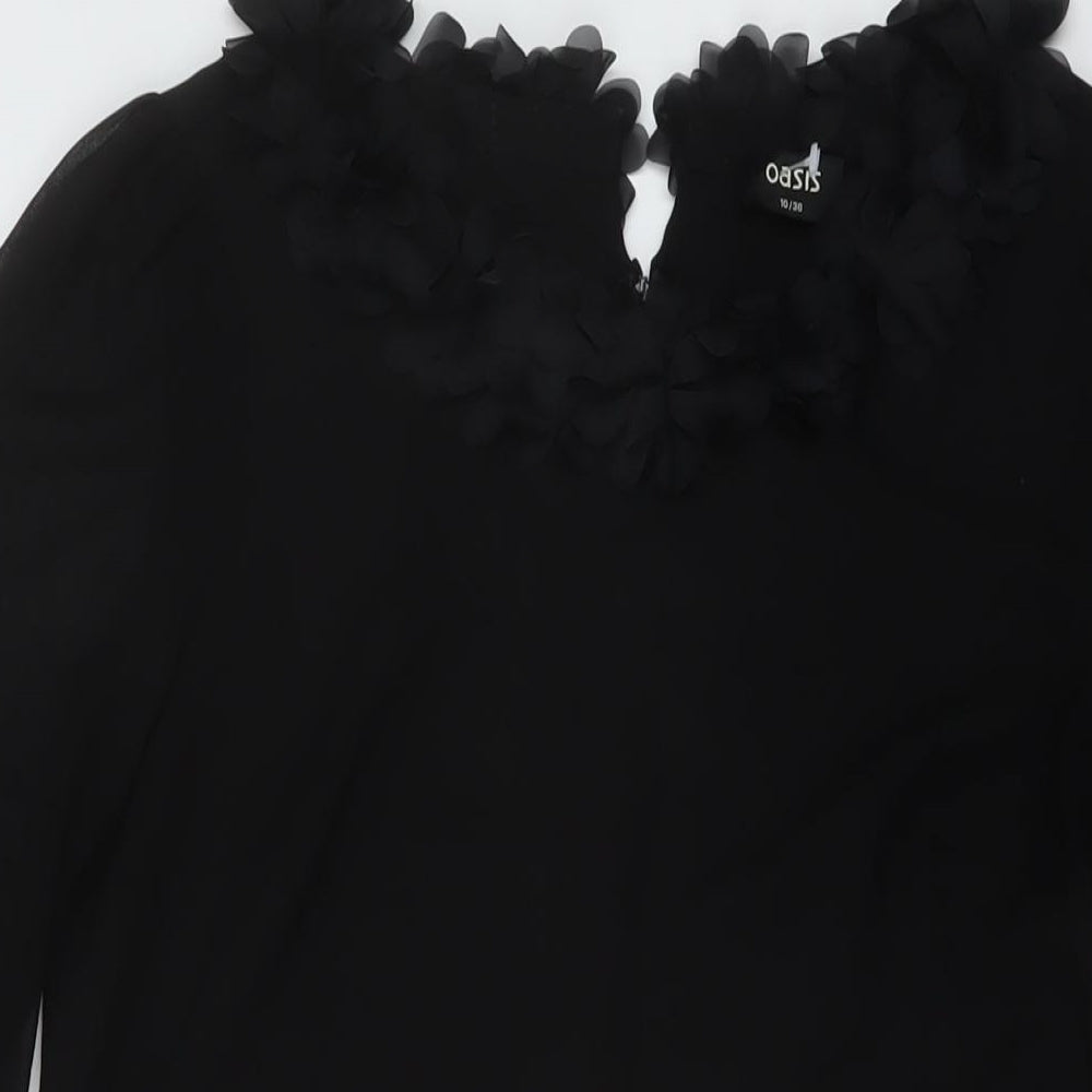 Osis Womens Black Polyester A-Line Size 10 Round Neck Zip