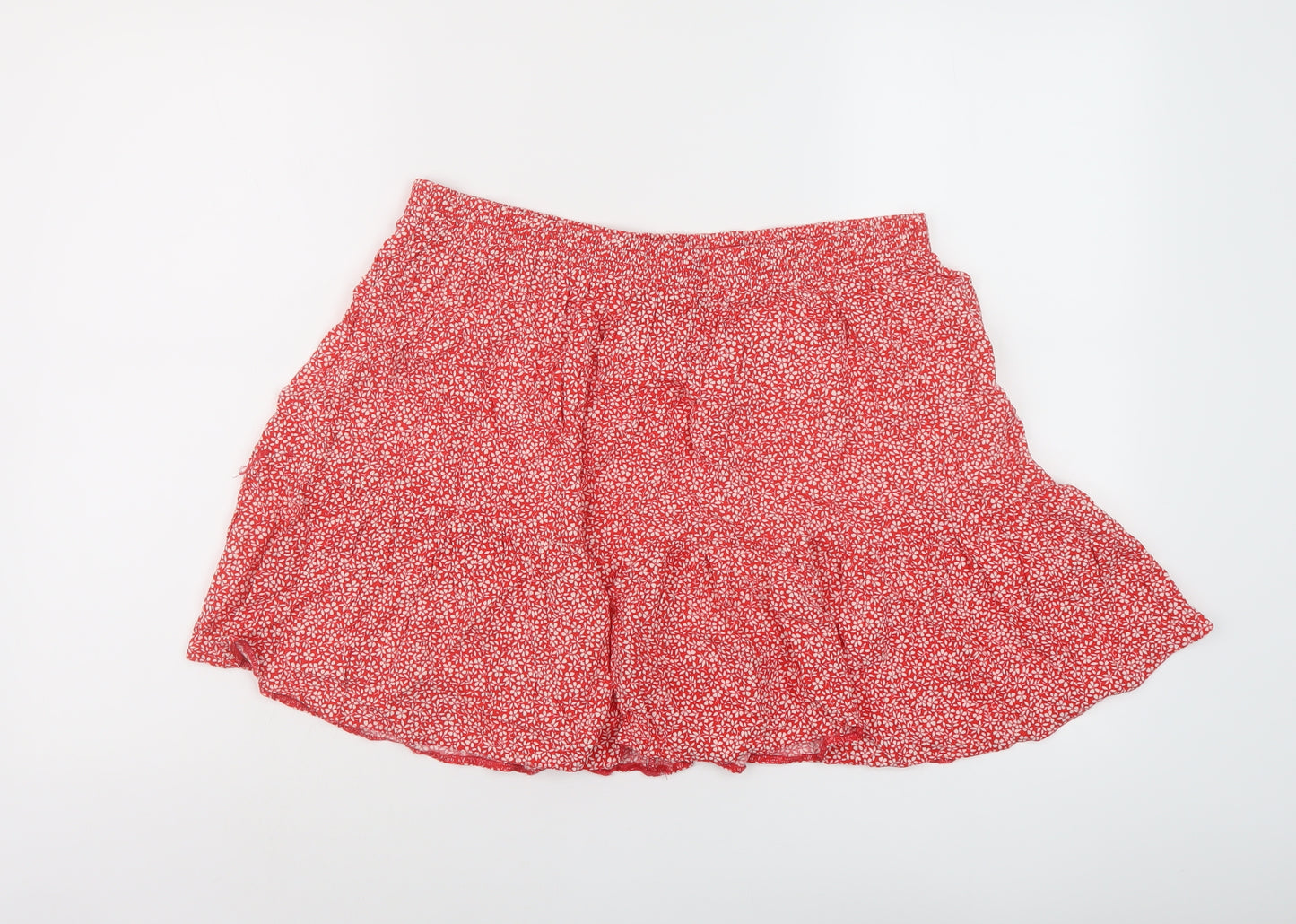 New Look Womens Red Geometric Viscose Skater Skirt Size 16