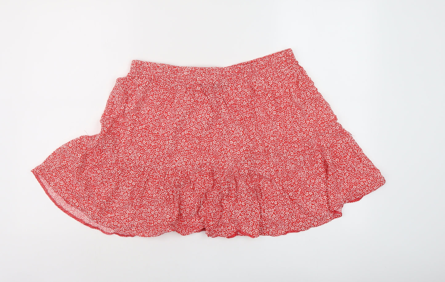 New Look Womens Red Geometric Viscose Skater Skirt Size 16