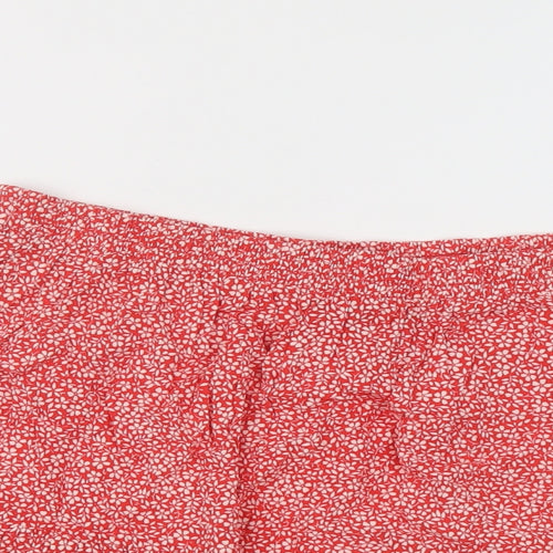 New Look Womens Red Geometric Viscose Skater Skirt Size 16
