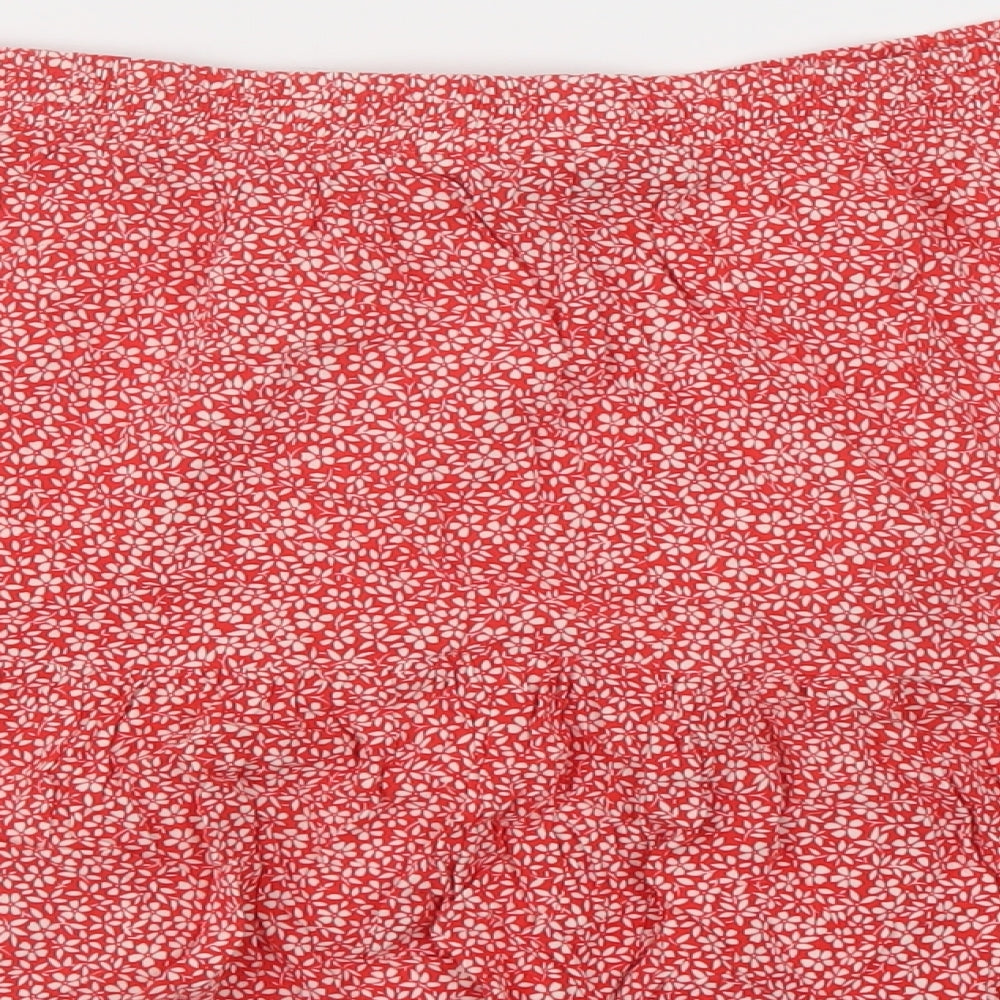 New Look Womens Red Geometric Viscose Skater Skirt Size 16
