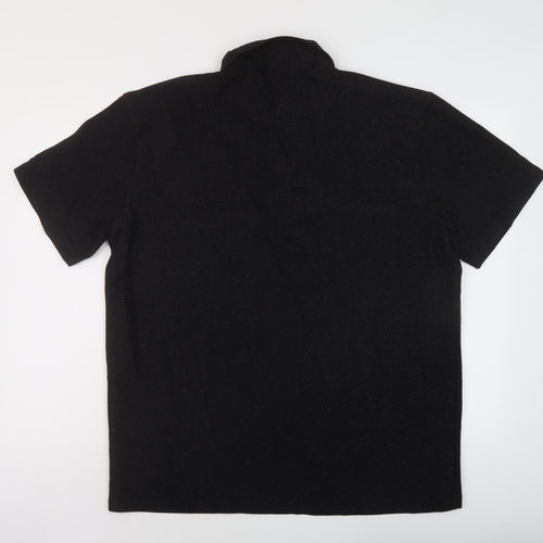 Topman Mens Black Polyester Polo Size L Collared Zip