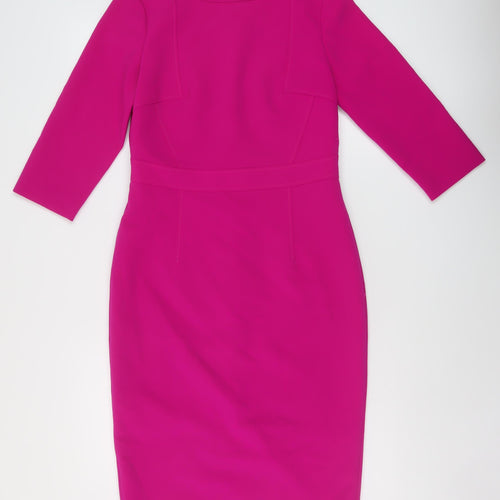 Kate Cooper Womens Pink Polyester Sheath Size 8 Mock Neck Zip