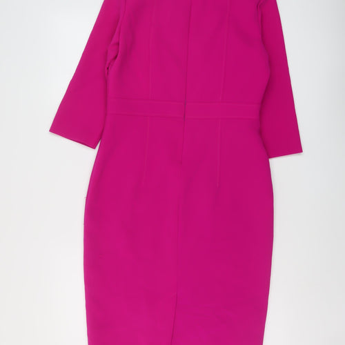 Kate Cooper Womens Pink Polyester Sheath Size 8 Mock Neck Zip