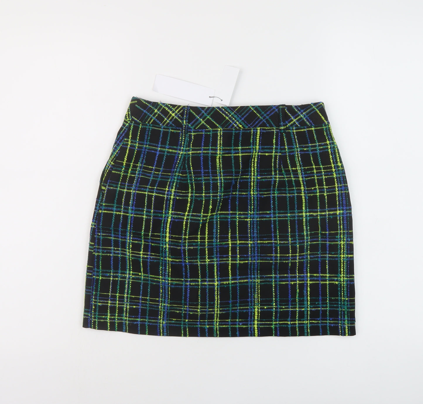 Topshop Womens Multicoloured Plaid Polyester Mini Skirt Size 8 Zip