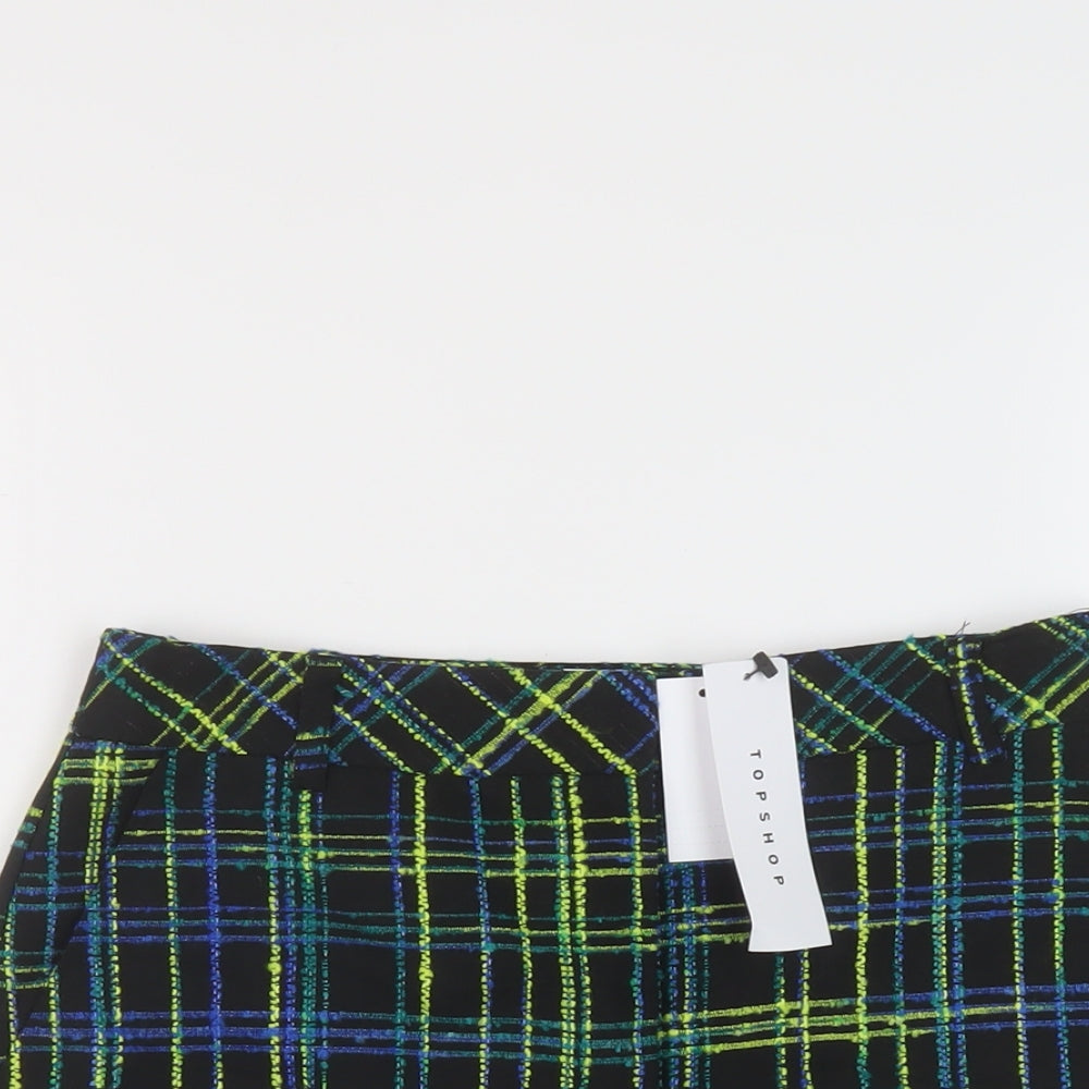 Topshop Womens Multicoloured Plaid Polyester Mini Skirt Size 8 Zip