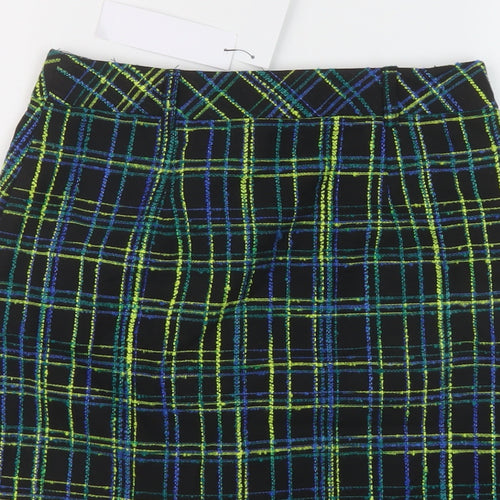 Topshop Womens Multicoloured Plaid Polyester Mini Skirt Size 8 Zip