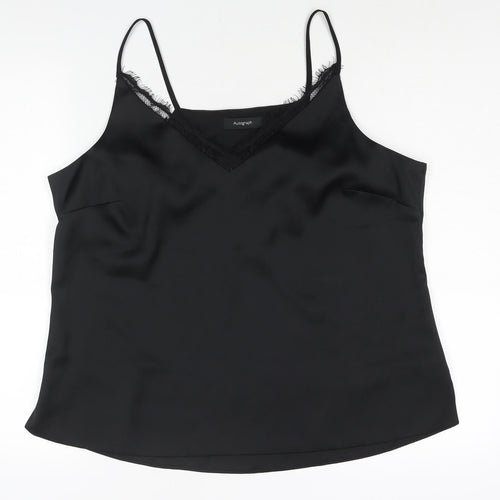 Autograph Womens Black Polyester Camisole Blouse Size 16 V-Neck - Lace Trim
