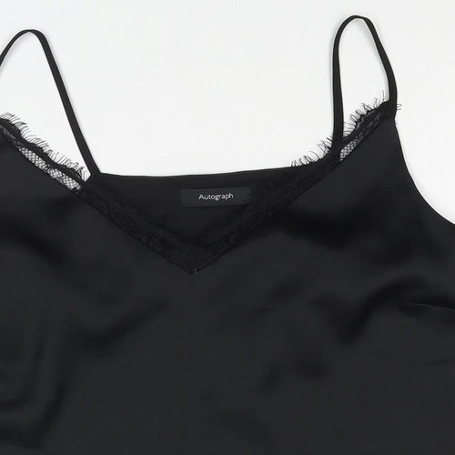 Autograph Womens Black Polyester Camisole Blouse Size 16 V-Neck - Lace Trim
