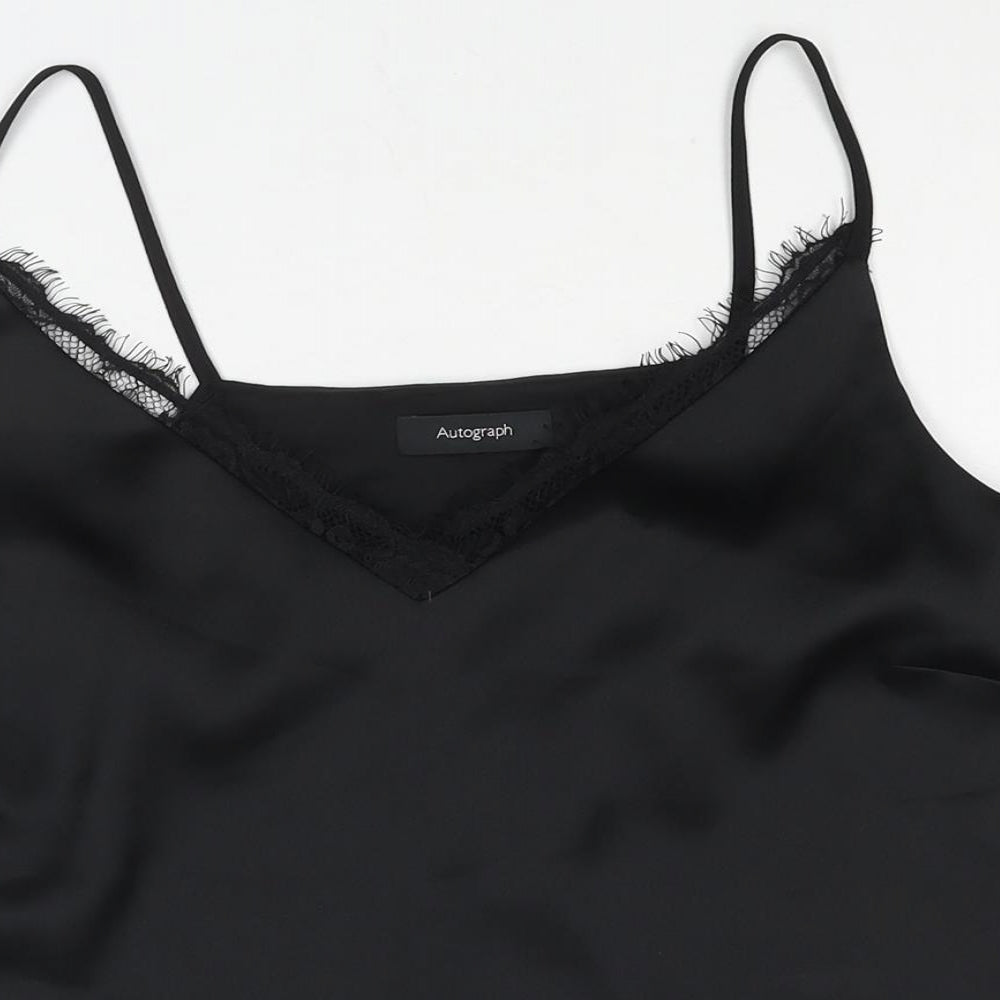 Autograph Womens Black Polyester Camisole Blouse Size 16 V-Neck - Lace Trim