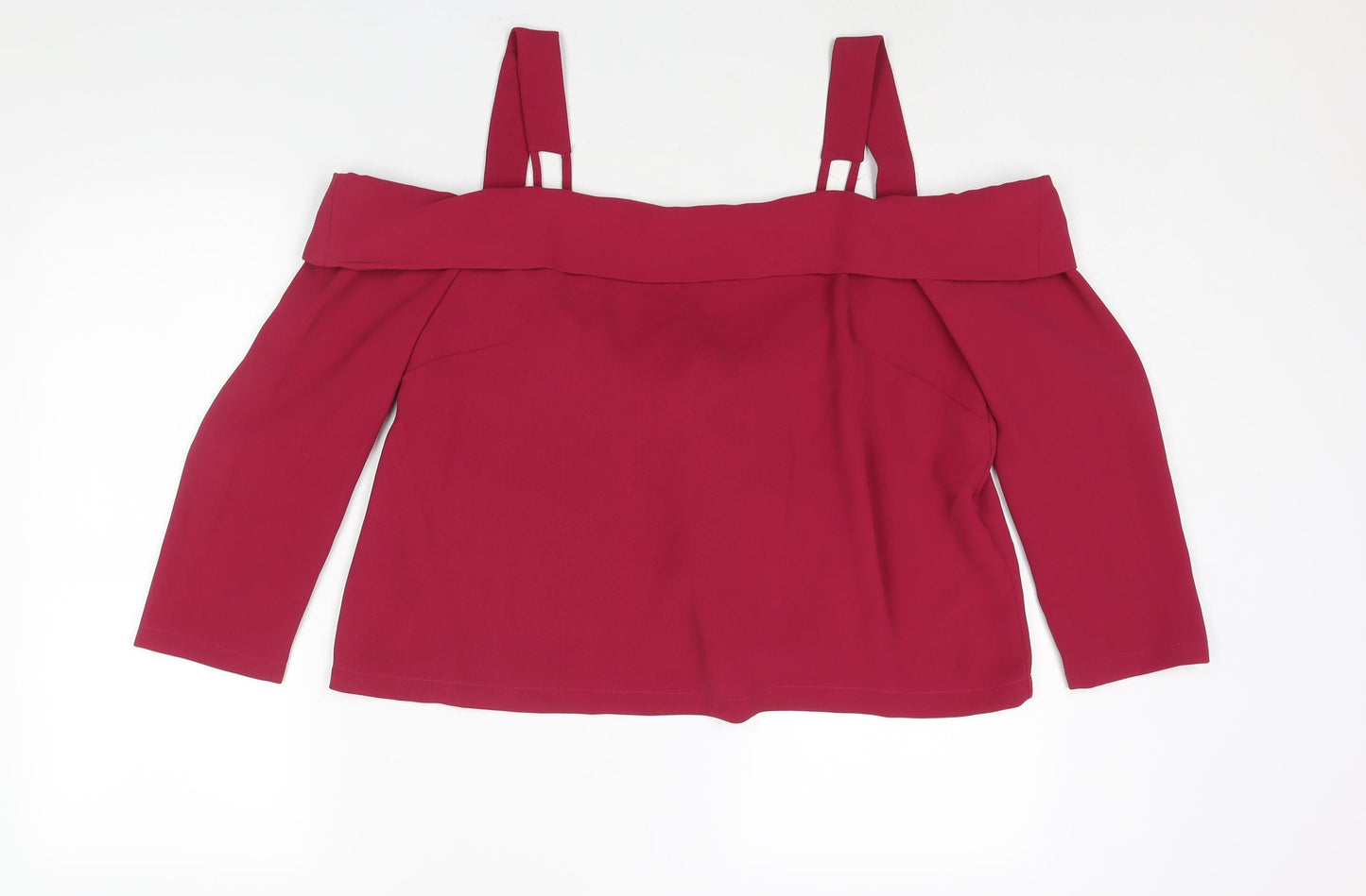 Topshop Womens Pink Polyester Basic Blouse Size 14 Square Neck - Cold Shoulder