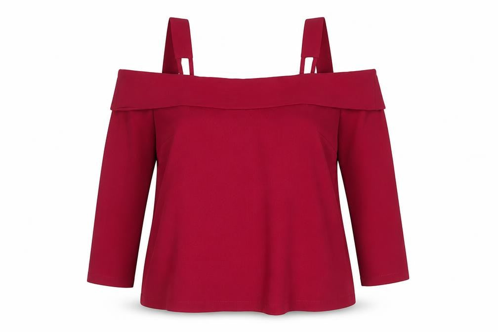 Topshop Womens Pink Polyester Basic Blouse Size 14 Square Neck - Cold Shoulder