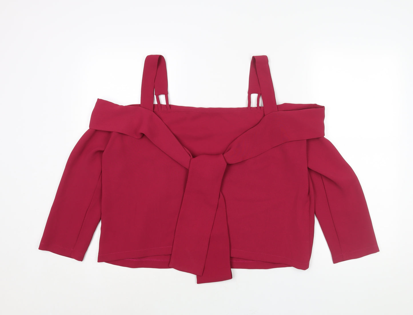 Topshop Womens Pink Polyester Basic Blouse Size 14 Square Neck - Cold Shoulder