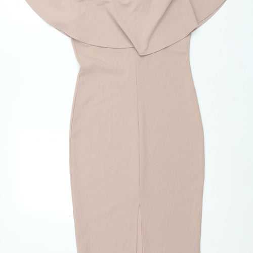 River Island Womens Pink Polyester Pencil Dress Size 10 Boat Neck Pullover